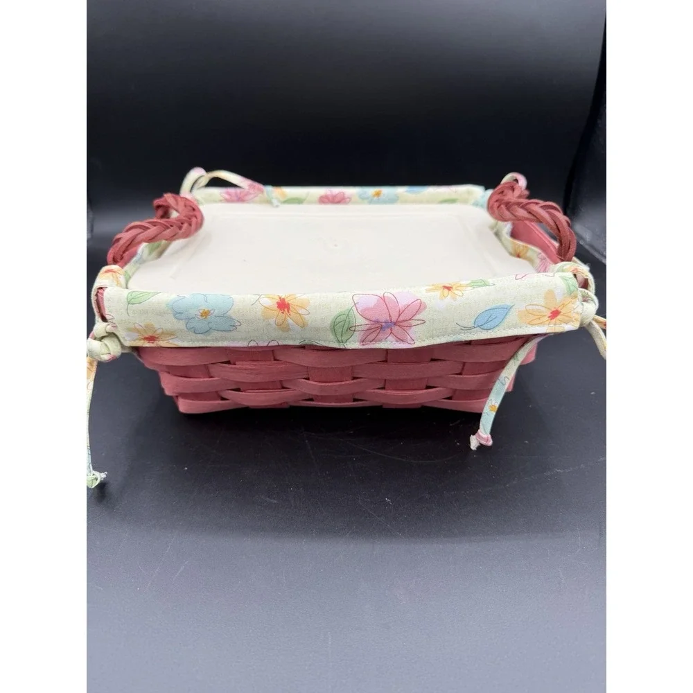 🧺💗 Longaberger 2008 Small Serving Basket – Pink w/ Liner & Storage Solutions💗